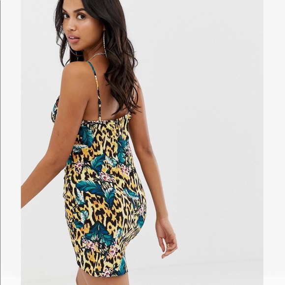 ASOS DESIGN drape front cami beach dress in tropical animal print NWOT 4 - Picture 3 of 3